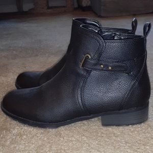 Black leather booties
